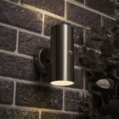 Litecraft Lem Steel 2 Lamp Outdoor Wall Light With Photocell Sensor from B&Q