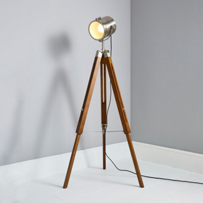 Litecraft Acton Satin Nickel Modern Tripod Floor Lamp from B&Q