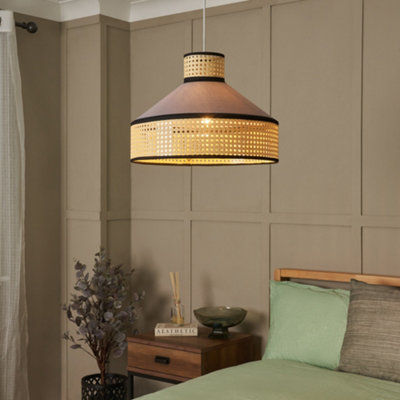 Litecraft Grace Rattan Conical & Natural Lamp Shade Grey