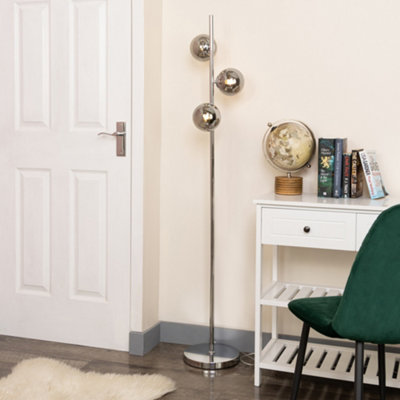B&Q -  Laszlo Chrome 3 Light Floor Lamp With Glass Ball Shades - Image 3