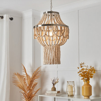 Litecraft Pilli Natural Beaded 1 Light Chandelier from B&Q