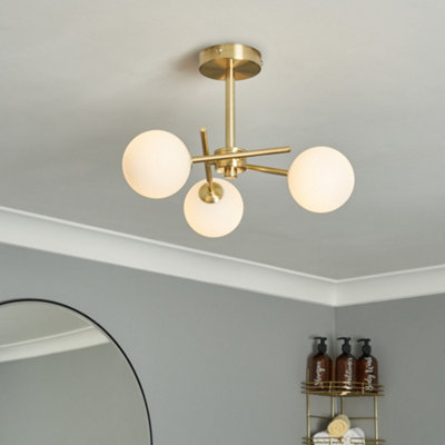 Litecraft Light Estelle Brass Cross Arm Bathroom Ceiling