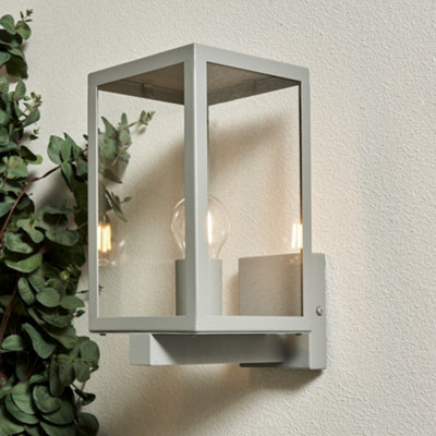Litecraft Cetus Silver Glass Panel Outdoor Wall Light from B&Q