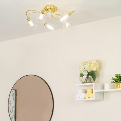 Litecraft Cora Satin Brass 5 Arm Tangle Bathroom Flush Ceiling Light from B&Q
