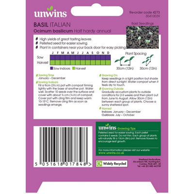 Unwins Unwin Herb Seeds Basil Italian Seeds from B&Q