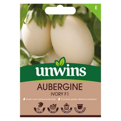 Unwins Aubergine Ivory F Easy To Grow Seeds from B&Q