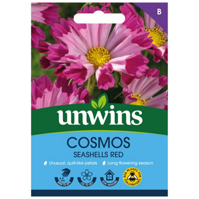 Unwins Cosmos Seashells Red Easy To Grow Seeds from B&Q