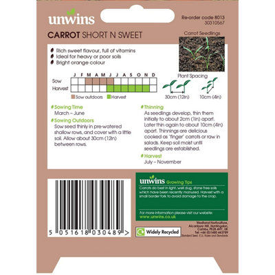 Unwins Unwin Vegetable SeedsCarrot Short N Sweet  Seeds from B&Q