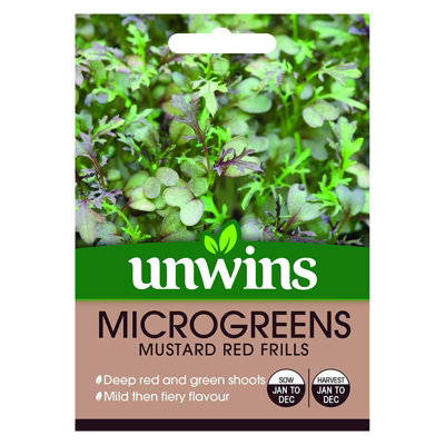 Mr Fothergills Unwins Vegetable Seeds Microgreens Mustard Red Frills from B&Q