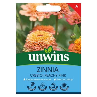 Unwins Pink Zinnia Cresto Peachy Easy To Grow Seeds Large