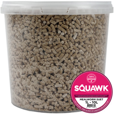 Gardeners Dream 10L Squawk Mealworm Suet PelletsQuality High Energy Garden Wild Bird Feed from B&Q