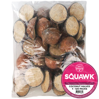 Gardeners Dream 40 X Squawk Suet Filled Coconut HalvesHanging Wild Bird Food Garden Fat Feeder from B&Q