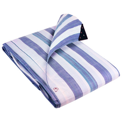 Gardeners Dream Groundmaster 170Gsm Blue/white Striped Tarpaulin (3.5M X 5.5M) from B&Q