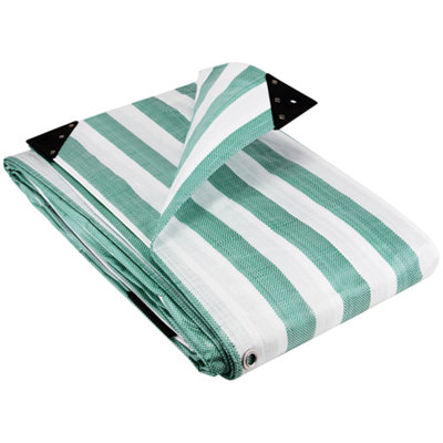 Gardeners Dream Groundmaster 170Gsm Green/white Striped Tarpaulin (5.5M X 7M) from B&Q