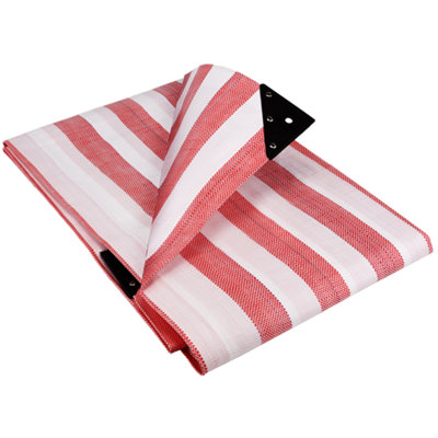 Gardeners Dream Groundmaster 170Gsm Red/white Striped Tarpaulin (5.5M X 7M) from B&Q