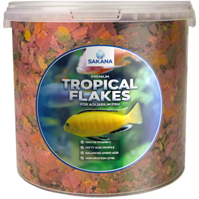 Gardeners Dream Sakana 2.5L Premium Tropical Fish Flakes Protein Rich Balanced Aquarium Fish Food Tub from B&Q