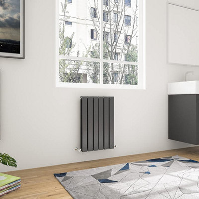 Maerts-E Anthracite Horizontal Double Pannel Radiator (H)600mm (W)408mm 1464 Btu Steel For Central Heating System from B&Q
