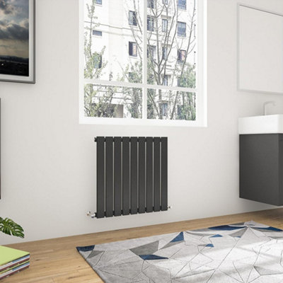 Maerts-E Black Horizontal Single Pannel Radiator (H)600mm (W)612mm 1457 Btu Steel For Central Heating System from B&Q