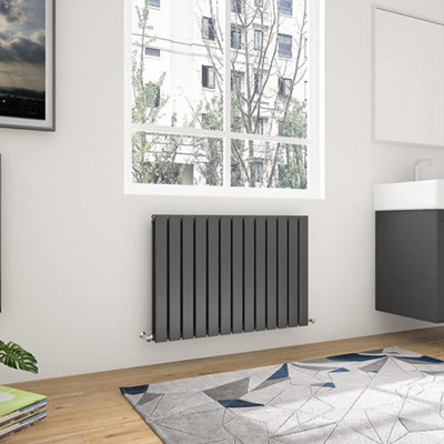 Maerts-E Anthracite Horizontal Double Pannel Radiator (H)600mm (W)884mm 3170 Btu Steel For Central Heating System from B&Q