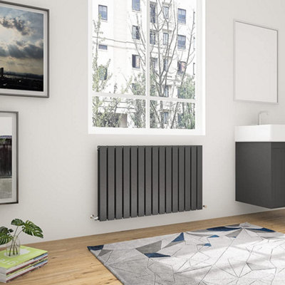 Maerts-E Anthracite Horizontal Double Pannel Radiator (H)600mm (W)1020mm 3658 Btu Steel For Central Heating System from B&Q