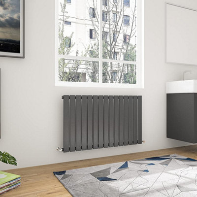 Maerts-E Anthracite Horizontal Single Pannel Radiator (H)600mm (W)1020mm 2426 Btu Steel For Central Heating System from B&Q