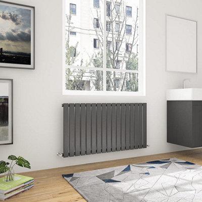 Maerts-E Anthracite Horizontal Single Pannel Radiator (H)600mm (W)1156mm 2750 Btu Steel For Central Heating System from B&Q