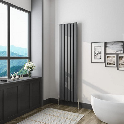 Maerts-E Anthracite Vertical Radiator Double Flat Pannel (H)1600mm (W)408mm 3552 Btu Steel For Central Heating System from B&Q