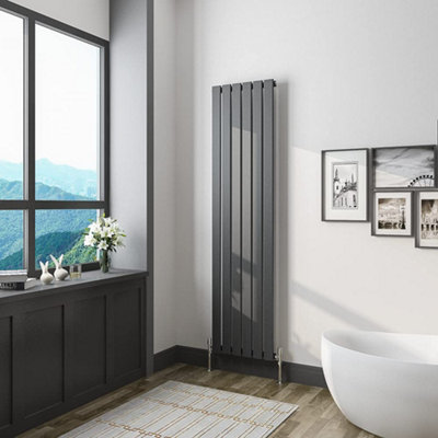 Maerts-E Anthracite Vertical Radiator Single Flat Pannel (H)1600mm (W)408mm 2470 Btu Steel For Central Heating System from B&Q