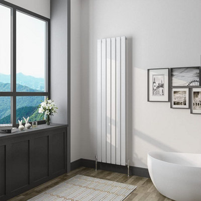 Maerts-E White Vertical Radiator Single Flat Pannel (H)1600mm (W)408mm 2470 Btu Steel For Central Heating System from B&Q