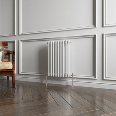 B&Q -  Horizontal Traditional 2 Column Radiator White (H)600mm (W)425mm 1889 Btu Cast Iron Style Radiator Central Heating