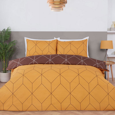 Julian Charles Home Zen Ochre Geometric Polyester Duvet Set from B&Q