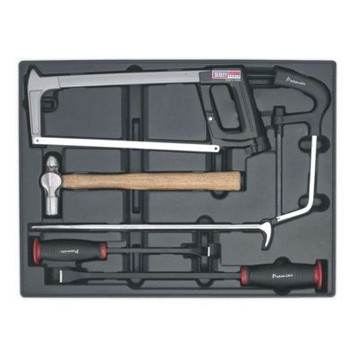 B&Q Sealey Tool Tray With Pry Bar, Hammer & Hacksaw Set 6Pc Tbt30