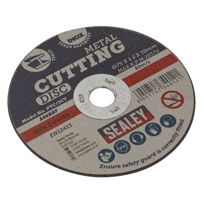 Sealey General Purpose Flat Cutting Disc 75mm X 1.2mm 10mm Bore Ptc/3Ct from B&Q