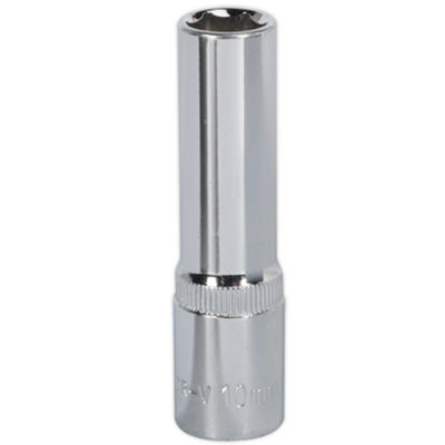 Sealey Walldrive Socket 10Mm Deep 3/8" Square Chrome Vanadium Steel Sp3810d