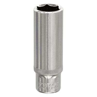 Sealey Walldrive Socket 12mm Deep 1/4" Drive Fully Polished Finish Tool Sp1412D