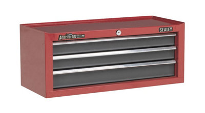 B&Q Sealey Mid-Box 3 Drawer With Ball-Bearing Slides - Ap22309bb Red/Grey