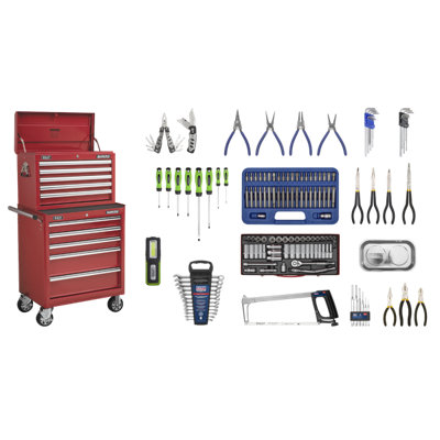 Sealey 146 Pcs 10 Drawers Topchest & Rollcab Tool Kit GarageRed Apcombobbtk55 from B&Q