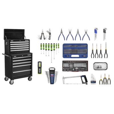 Sealey 146 Pieces 10 Drawers Topchest & Rollcab Tool KitBlack Apcombobbtk56 from B&Q