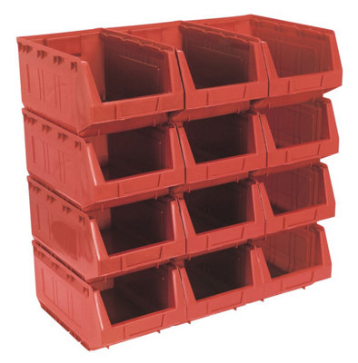 Sealey Plastic Storage Bin 209 x 356 x 164mm RED Pack of 12 - Image 10