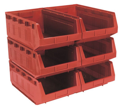 Sealey Plastic Storage Bin 310 x 500 x 190mm - Red Pack of 6 TPS56R - Image 10