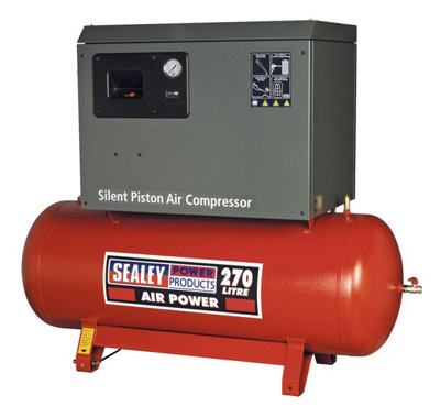 Sealey Air Compressor 270L Belt Drive 5.5Hp 3Ph 2-Stage With Cast Cylinders Low Noise Sac42755Bln from B&Q