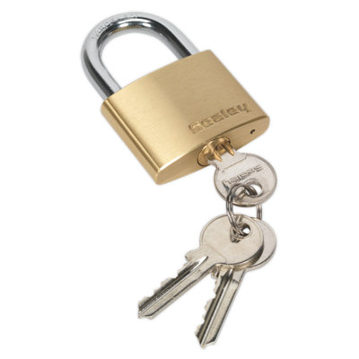 Sealey Brass Body Padlock With Three Keys Corrosion Resistant 50mm Pl102