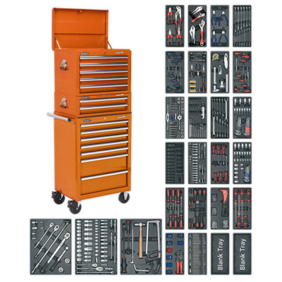 B&Q -  Tool Chest14 Drawer Ball Bearing Slides Orange 1179Pc Tool Kit Sptocombo1