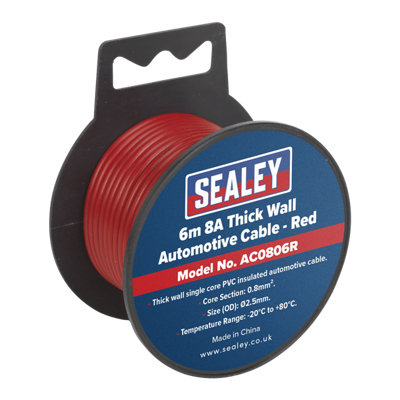 Sealey AC0806R Automotive Cable 8A 6mtr Red - Image 13
