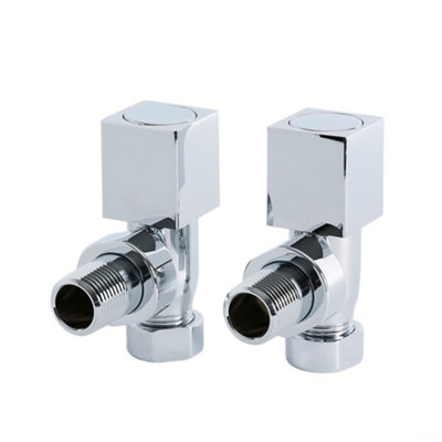 Homestylestore Chrome Angled Square Heated Towel Rail Radiator Valves from B&Q