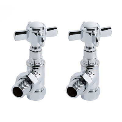 Homestylestore Chrome Angled Heated Radiator Towel Rail Valves from B&Q