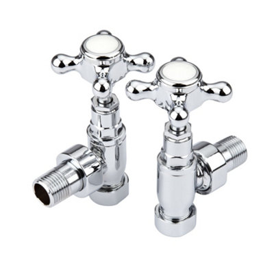 Homestylestore Chrome Angled Towel Rail Radiator Valves from B&Q