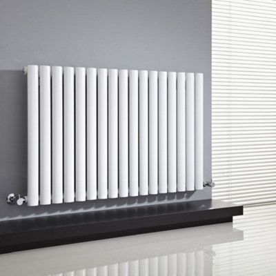 B&Q -  White Horizontal Single Oval Panel Designer Radiator 635mm X 1000mm
