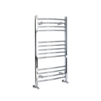 Homestylestore Chrome Curved Bar Heated Towel Rail 1000mm X 500mm from B&Q