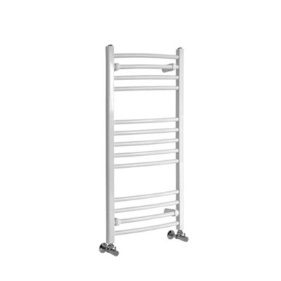 Homestylestore White Curved Bar Heated Towel Rail Radiator 1000mm X 500mm from B&Q